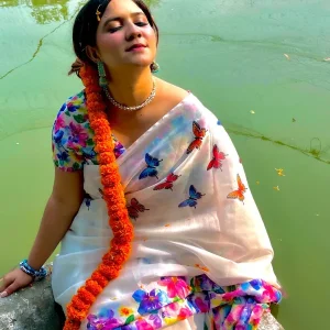 অরজিনাল সেমী মোসলিন বাটিক সিল্কের শাড়ি